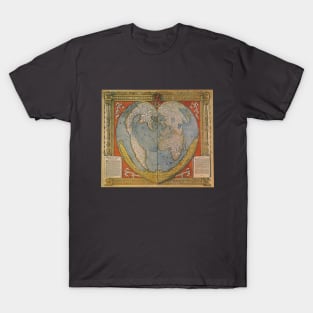 Antique Heart Shaped Map by Oronce Fine of the Dauphine, 1534 T-Shirt